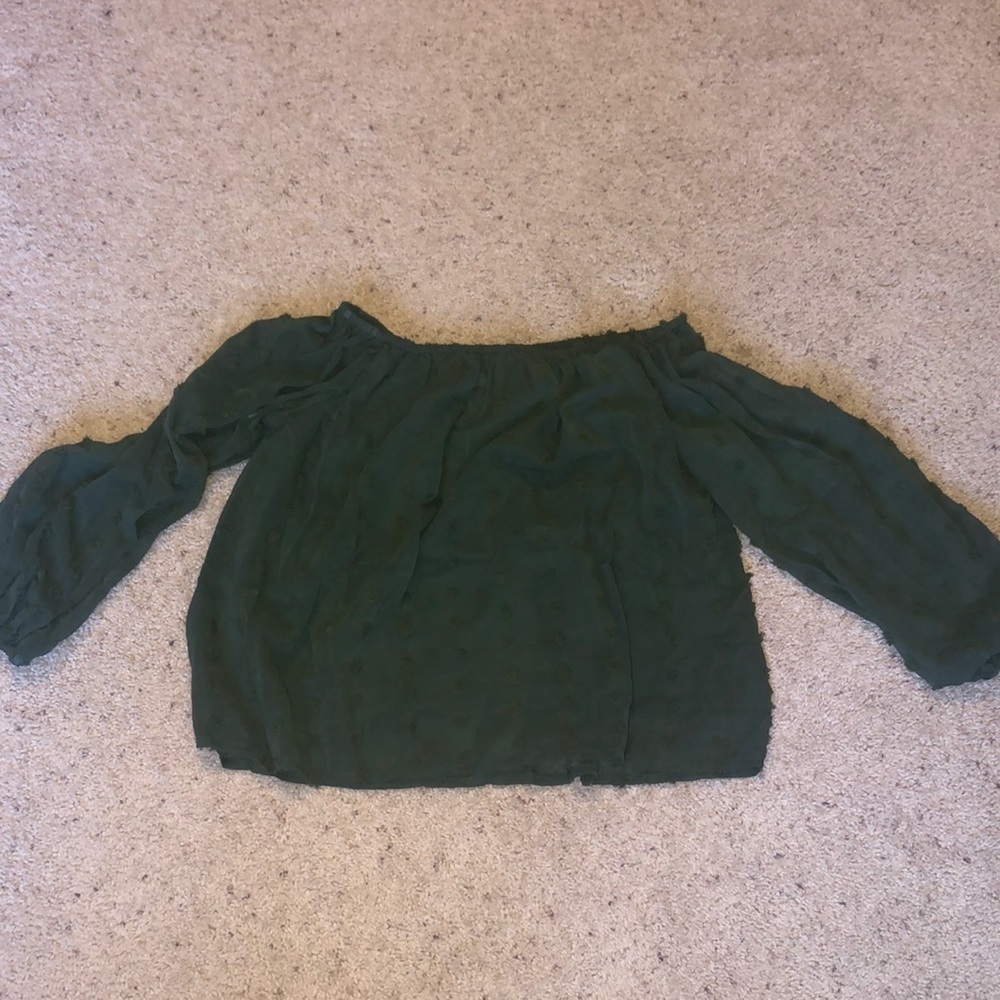 Shein Green sheer off the shoulder large top